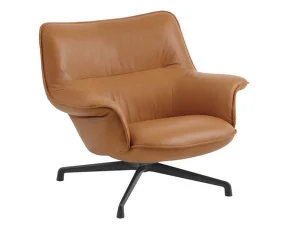 Křeslo Doze Lounge Chair Low Swivel, Refine Leather Cognac / anthracite black