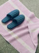 Pantofle Waffle Slippers, stripe petrol blue