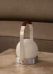 Přenosná lampa Carrie Leather Handle, brushed aluminium