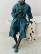 Pantofle Waffle Slippers, stripe petrol blue