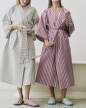 upan Waffle Bathrobe, stripe