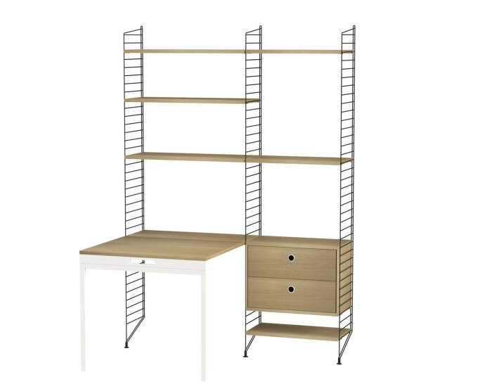 Policová sestava String Workspace E, oak/black