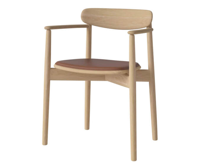 Jídelní židle Merge s područkami White Oak, cognac