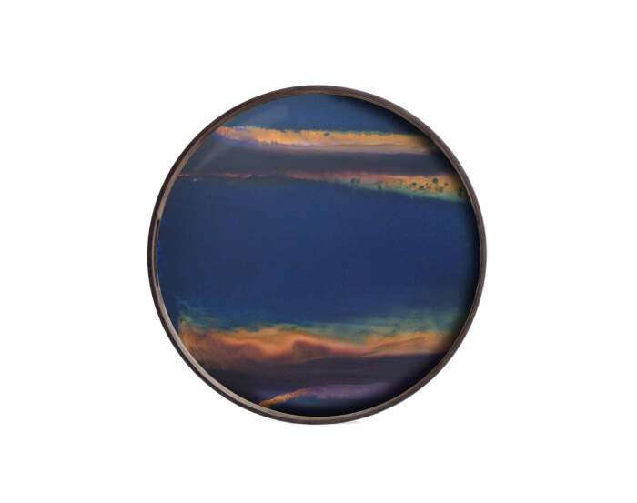 Tác Organic Glass Tray Round S, indigo