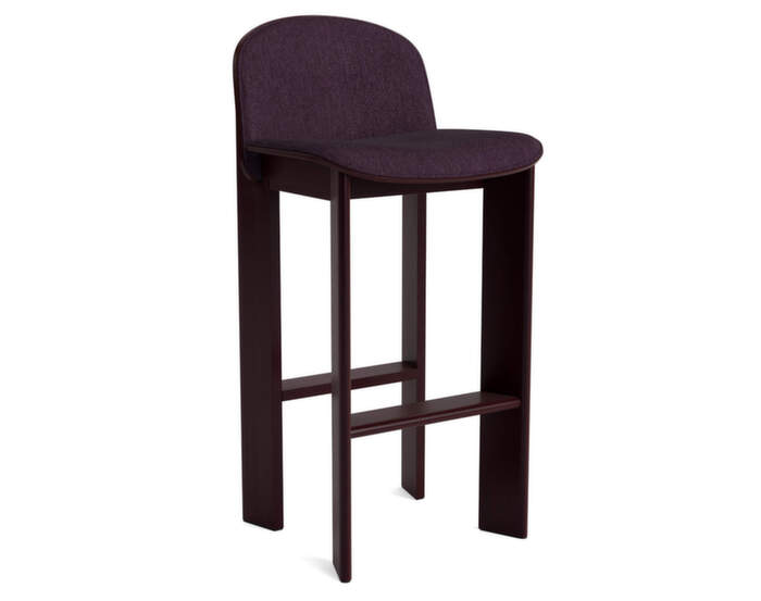 Barová židle Chisel 35 H75, dark bordeaux lacquered beech / Turf burgundy