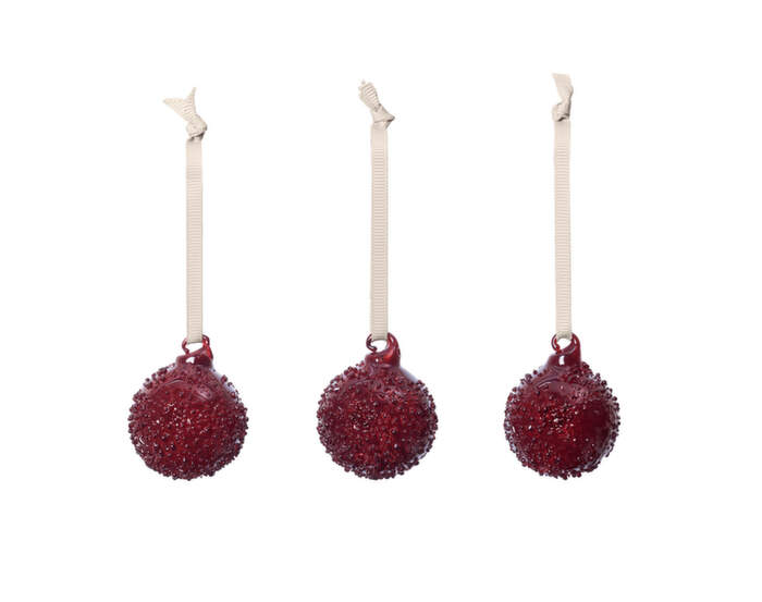 Vánoční baňky Flurry S set 3 ks, picante red