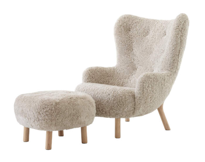 Křeslo Petra VB3 a pouf ATD1, oak/sheepskin Moonlight