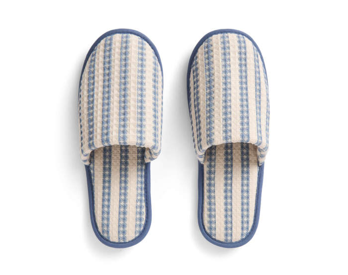 Pantofle Waffle Slippers, stripe dusty blue