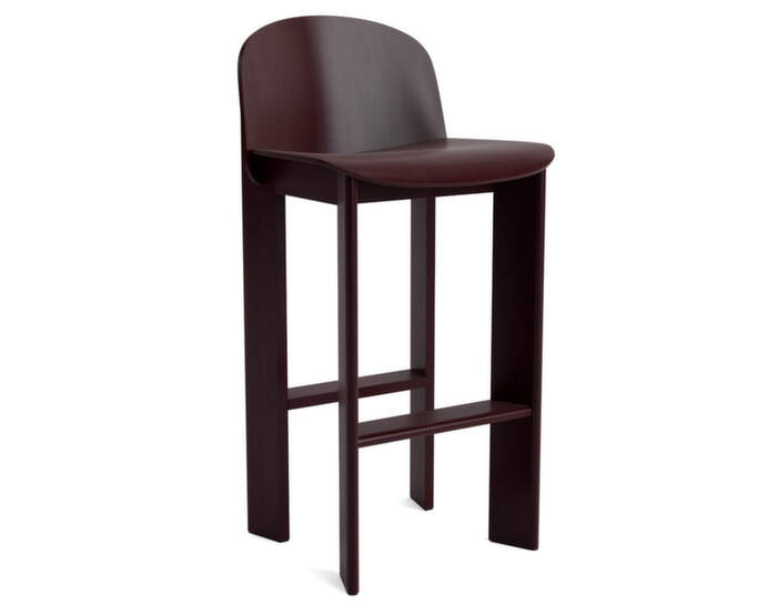 Barová židle Chisel 35 H75, dark bordeaux lacquered beech