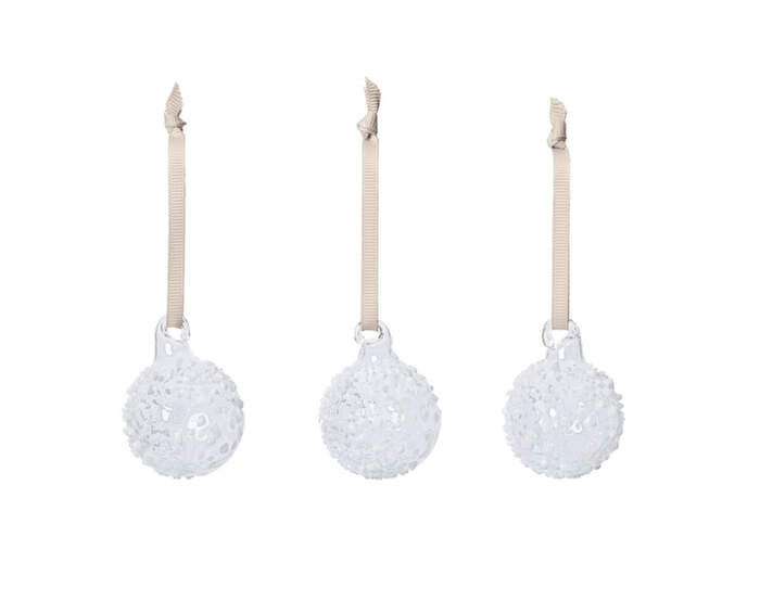 Vánoční baňky Flurry S set 3 ks, white