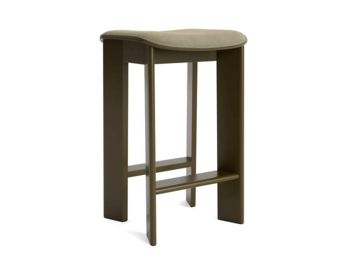 Barová stolička Chisel 30 H65, green umber lacquered beech / Linara 313