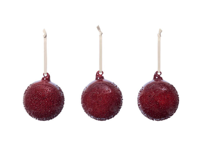 Vánoční baňky Flurry M set 3 ks, picante red