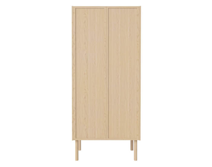 Skříň Cana s dřevěnými dveřmi a policemi, white oiled oak