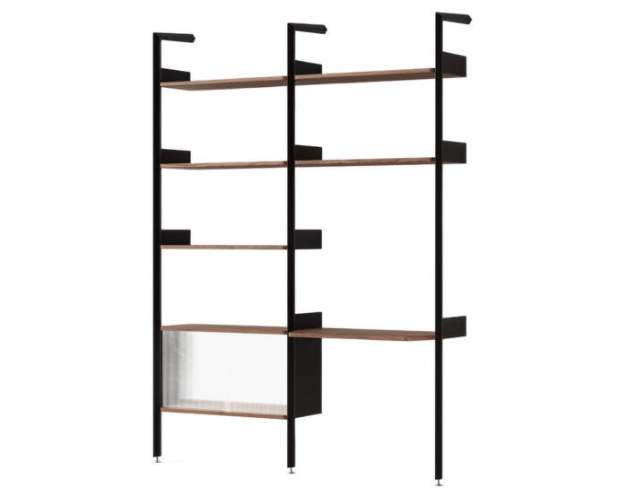 Policová sestava Rombe Konfigurace D, anthracite/lacquered walnut