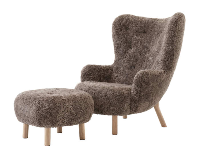 Křeslo Petra VB3 a pouf ATD1, oak/sheepskin Sahara
