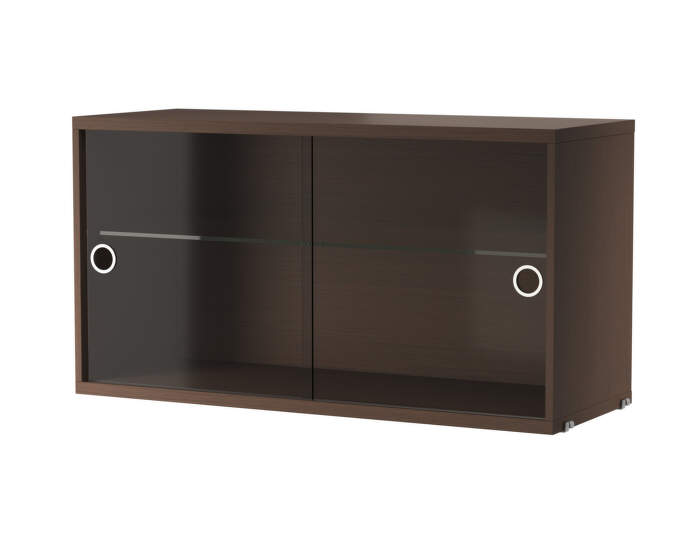 Skříňka Display Cabinet with Sliding Doors, dark oak