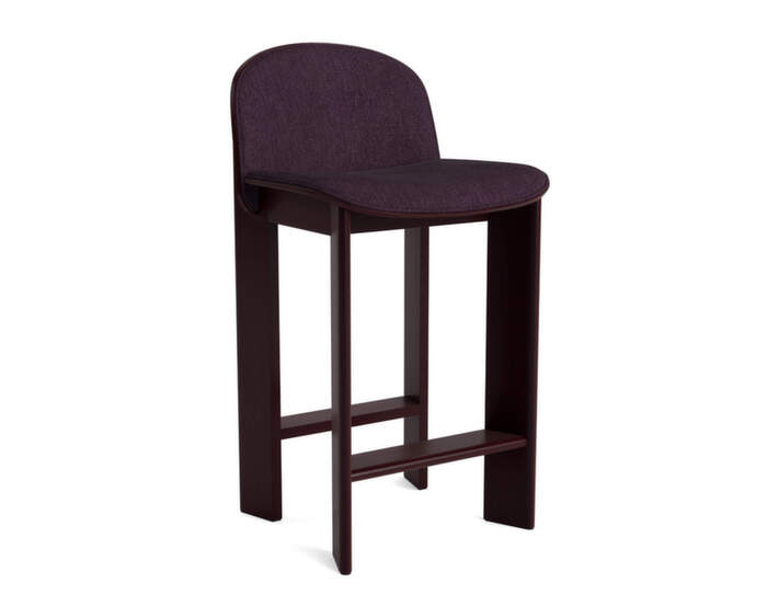 Barová židle Chisel 35 H65, dark bordeaux laquered beech / Turf burgundy