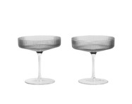 Skleničky Ripple Champagne Saucer set 2ks, smoked grey