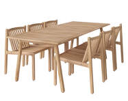 Zahradní souprava Patio se 6 židlemi, untreated solid teak