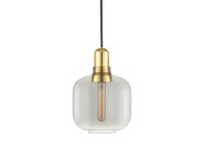 Závěsná lampa Amp Small, smoke / brass