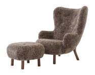 Křeslo Petra VB3 a pouf ATD1, walnut/sheepskin Sahara