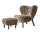 Křeslo Little Petra VB1 a pouf ATD1, walnut/sheepskin Sahara