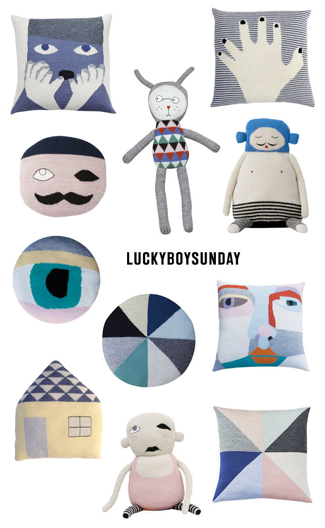 Pletené polštářky Lucky Boy Sunday